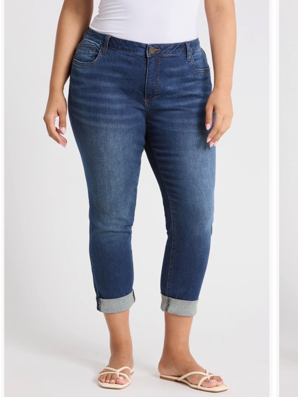 Kut from the Kloth Watsonia Katy Boyfriend Dark Blue Cropped Jeans EUC size 16W